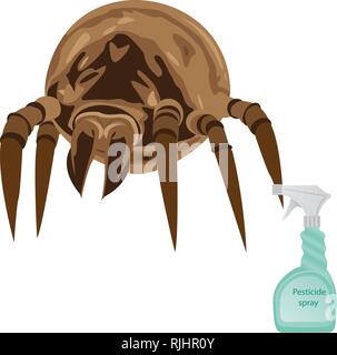 Pest di insetti e parassiti di controllo. Spray antiparassitario bottiglia di aerosol. Arrestare i bug segno illustrazione vettoriale Illustrazione Vettoriale