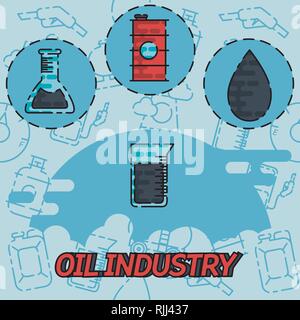 Industria petrolifera concetto piatto icone. Illustrazione vettoriale EPS, 10 Illustrazione Vettoriale