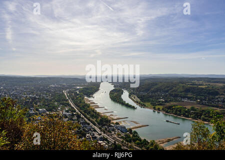 La vista sul Reno da una montagna di montagne Siben - Germania Foto Stock