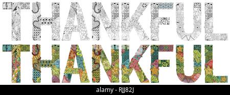 Dipinte a mano e art design. Disegnata a mano illustrazione parola grati per t-shirt e altre decorazioni. Il colore e il profilo impostato Illustrazione Vettoriale