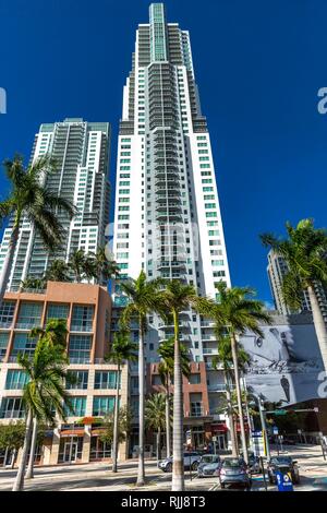 Skyline, Biscayne Boulevard, Downtown Miami, Miami-Dade County, Florida, Stati Uniti d'America Foto Stock