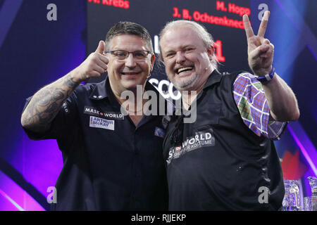 Una vista generale durante la celebrità Freccette World Cup con: Gary Anderson Flying Scotsman, Markus Dartszebra Krebs dove: Colonia, Germania Quando: 06 Gen 2019 Credit: Becher/WENN.com Foto Stock