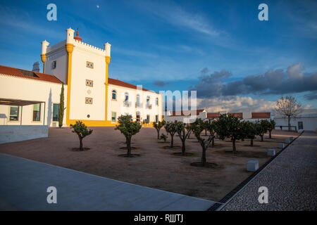 Il cortile del casale medievale di Torre de Palma cantina e hotel Foto Stock