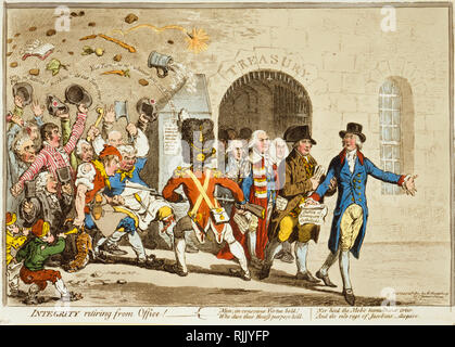 Politico britannico Cartoon - James Gillray 1801 - 'integrità di ritirarvi dall' Ufficio - politica Foto Stock