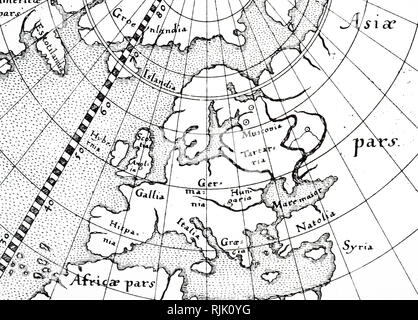 Un monastero del XVII secolo Mappa di Europa. Risalenti al XVII secolo Foto Stock