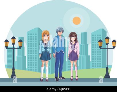 Anime manga gruppo Illustrazione Vettoriale