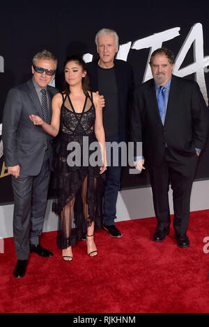 Christoph Waltz, Rosa Salazar, James Cameron e Jon Landau alla premiere del film 'Alita: Battle Angel' al Westwood Village Regency Theatre. Los Angeles, 05.02.2019 | Utilizzo di tutto il mondo Foto Stock