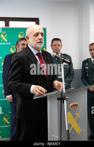 Madrid, Spagna. 7 febbraio 2019. Il direttore generale della Guardia Civile, Félix Azón sembra dare un discorso per il personale del credito le dipendenze: Jesús Hellin/Alamy Live News Foto Stock