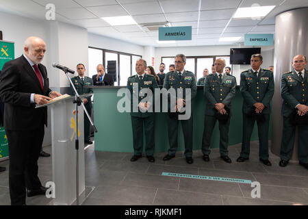 Madrid, Spagna. 7 febbraio 2019. Il direttore generale della Guardia Civile, Félix Azón sembra dare un discorso per il personale del credito le dipendenze: Jesús Hellin/Alamy Live News Foto Stock