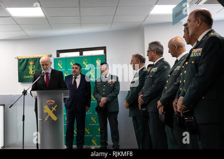 Madrid, Spagna. 7 febbraio 2019. Il direttore generale della Guardia Civile, Félix Azón sembra dare un discorso per il personale del credito le dipendenze: Jesús Hellin/Alamy Live News Foto Stock