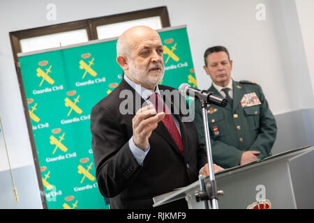 Madrid, Spagna. 7 febbraio 2019. Il direttore generale della Guardia Civile, Félix Azón sembra dare un discorso per il personale del credito le dipendenze: Jesús Hellin/Alamy Live News Foto Stock