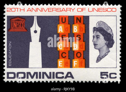 Francobollo da Dominica nell'UNESCO, ventesimo anniversario serie emesse nel 1966 Foto Stock