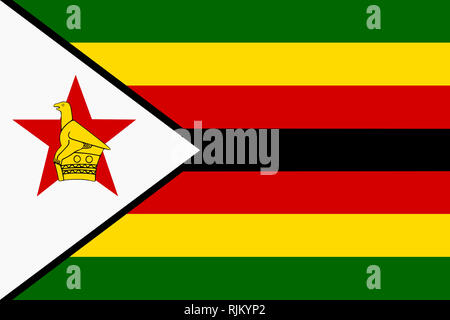 Una illustrazione di sfondo bandiera dello Zimbabwe Africa Rosso Nero giallo verde bianco Foto Stock
