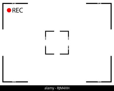 Telaio della fotocamera nella schermata del mirino su sfondo bianco. Illustrazione Vettoriale. Illustrazione Vettoriale