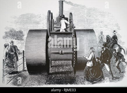 Illustrazione che mostra schiacciasassi in uso in Hyde Park 1866 Foto Stock