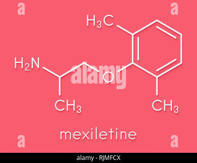 Mexiletina molecola di farmaco. Formula di scheletro. Foto Stock