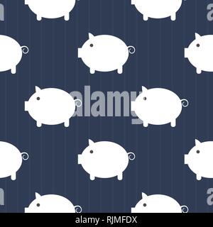 Modello senza giunture, carino piggy art design in background per tessuti e arredamento Illustrazione Vettoriale