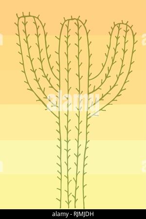 Vettore di Cactus sfondo giallo nella tavolozza dei colori Illustrazione Vettoriale