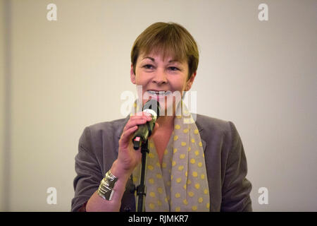 Caroline Lucas MP parla alla conferenza del dado in Brighton on April 19, 2014. Foto Stock