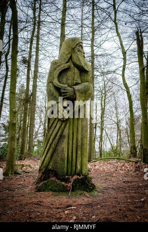 Intaglio del legno in St Ives Estate in Bingley, Bradford, West Yorkshire. Foto Stock