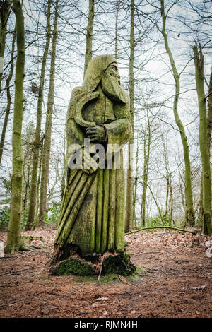 Intaglio del legno in St Ives Estate in Bingley, Bradford, West Yorkshire. Foto Stock