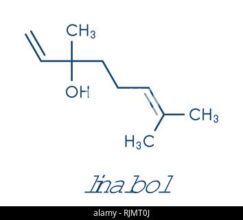 Linalolo profumo molecola. Formula di scheletro. Illustrazione Vettoriale