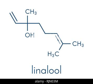 Linalolo profumo molecola. Formula di scheletro. Illustrazione Vettoriale