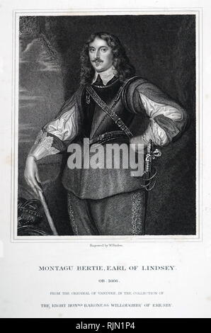 Illustrazione che mostra Montagu Bertie, 2° Conte di Lindsey, KG, PC (1608 - 25 luglio 1666) era un soldato inglese, cortigiano e uomo politico che sat in House of Commons Foto Stock