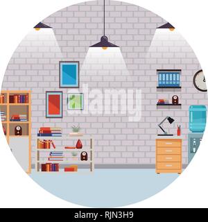 Arredamento moderno camera cartoon Illustrazione Vettoriale