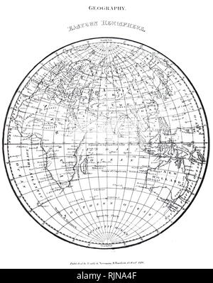 Una mappa dell'Emisfero Orientale come di 1816. Datata del XIX secolo Foto Stock