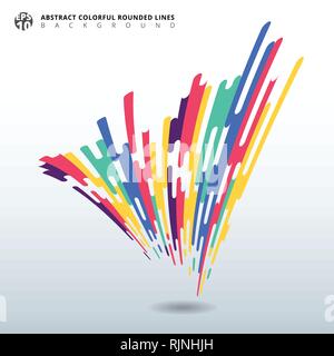 Abstract elementi distorti colorate linee arrotondate Halftone prospettiva di transizione dello sfondo. Illustrazione Vettoriale Illustrazione Vettoriale