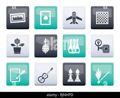 Hobby, tempo libero e vacanze di oggetti sopra il colore di sfondo - Illustrazione Vettoriale Illustrazione Vettoriale