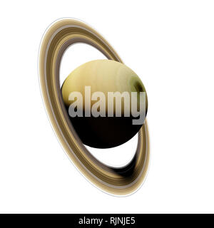 Pianeta Saturno, isolato su sfondo bianco Foto Stock