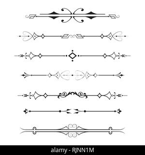 Set di calligrafica elementi di design e decor di pagina Illustrazione Vettoriale