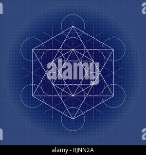 Cubo Metatrons, geometria sacra immagine sulla carta tecnica Illustrazione Vettoriale