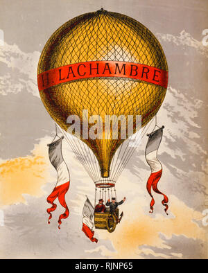 Vintage francese Poster pubblicitari Pubblicità eventualmente un palloncino fabbricati da Henri Lachambre di Vaugirard, Parigi, Francia, Europa, tra 1880 e 1900 - stampa Foto Stock