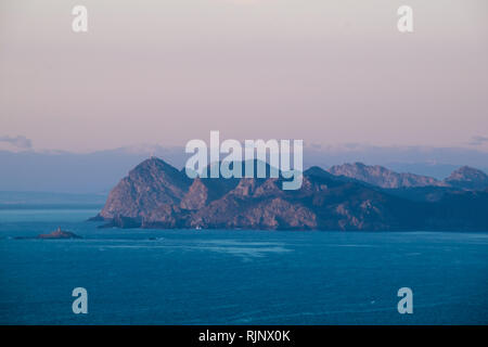 Vista panoramica delle isole Cies situato nella provincia di Pontevedra in Spagna Foto Stock