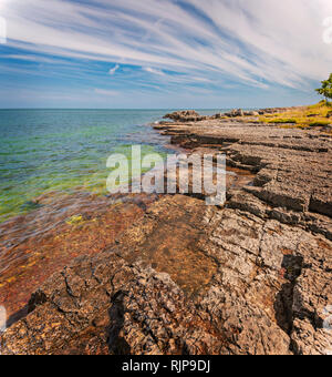 Costa rocciosa di Vik, Svezia. Foto Stock