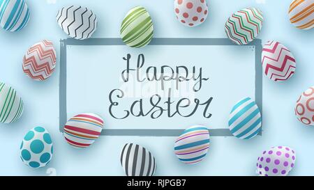Felice Pasqua. Uovo realistico modello. Illustrazione Vettoriale