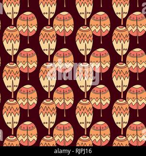 Handdrawn seamless doodle pattern di alberi Illustrazione Vettoriale