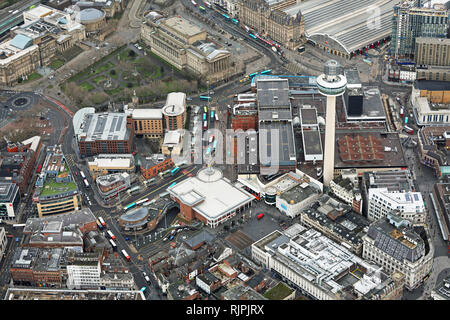 Vista aerea di St Johns centro shopping e la zona circostante in Liverpool City Centre Foto Stock
