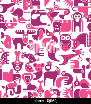 Vettore di animale sfondo senza giunture. Illustrazione Vettoriale