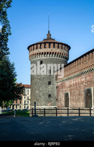 Torre del Castello Sforzesco di Milano, Italia Foto Stock