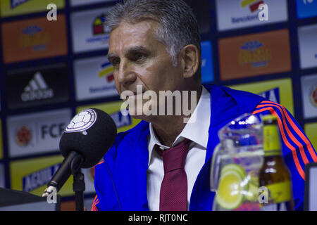 Febbraio 7, 2019 - Carlos Queiroz è il nuovo direttore tecnico del team Colombia Credit: Daniel Garzon Herazo/ZUMA filo/Alamy Live News Foto Stock