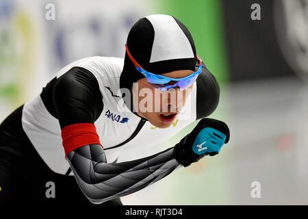 La pratica del pattinaggio di velocità : ISU World singole distanze pattinaggio di velocità campionati 2019 il 7 febbraio 2019 a Max Aicher Arena a Inzell, Germania. Ryosuke Tsuchiya (JPN) su 5000 metri di credito: Chamid Soenar/SCS/AFLO/Alamy Live News Foto Stock