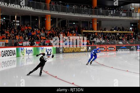 La pratica del pattinaggio di velocità : ISU World singole distanze pattinaggio di velocità campionati 2019 il 7 febbraio 2019 a Max Aicher Arena a Inzell, Germania. Ryosuke Tsuchiya su 5000 metri di credito: Chamid Soenar/SCS/AFLO/Alamy Live News Foto Stock