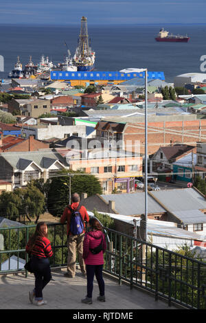 Il Cile, Magallanes, Punta Arenas, skyline, stretto di Magellano, Foto Stock