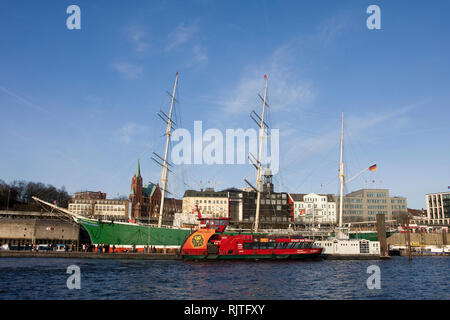 Nave museo Rickmer Rickmers, Hafenmeile, Amburgo, Germania, Europa Foto Stock