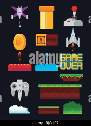 Videogioco game over concept Illustrazione Vettoriale