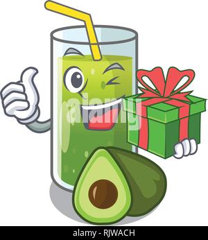 Con dono avocado frullati sono isolati su caratteri Illustrazione Vettoriale